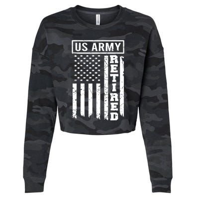 Retired US Army American Flag Retirement Cropped Pullover Crew