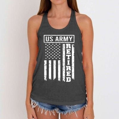 Retired US Army American Flag Retirement Women's Knotted Racerback Tank