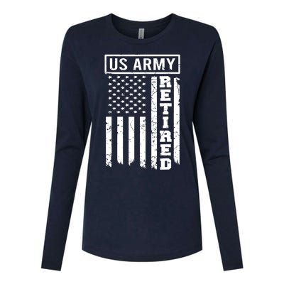 Retired US Army American Flag Retirement Womens Cotton Relaxed Long Sleeve T-Shirt