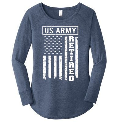 Retired US Army American Flag Retirement Women's Perfect Tri Tunic Long Sleeve Shirt