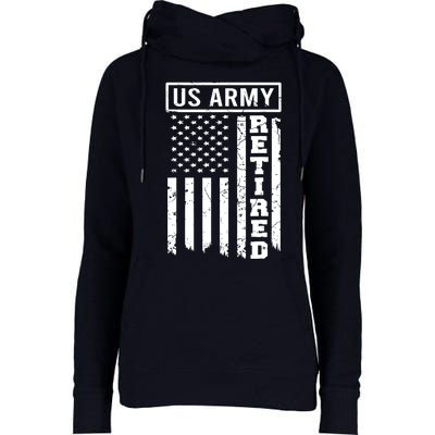 Retired US Army American Flag Retirement Womens Funnel Neck Pullover Hood