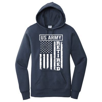 Retired US Army American Flag Retirement Women's Pullover Hoodie