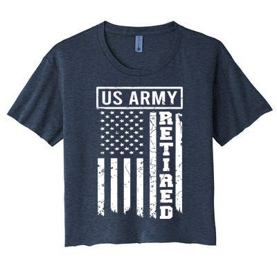 Retired US Army American Flag Retirement Women's Crop Top Tee