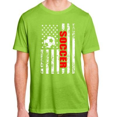 Retro Us American Flag Soccer Patriotic Soccer Adult ChromaSoft Performance T-Shirt