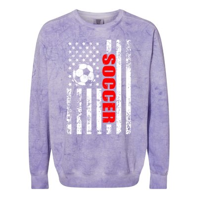 Retro Us American Flag Soccer Patriotic Soccer Colorblast Crewneck Sweatshirt