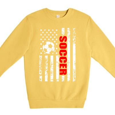 Retro Us American Flag Soccer Patriotic Soccer Premium Crewneck Sweatshirt