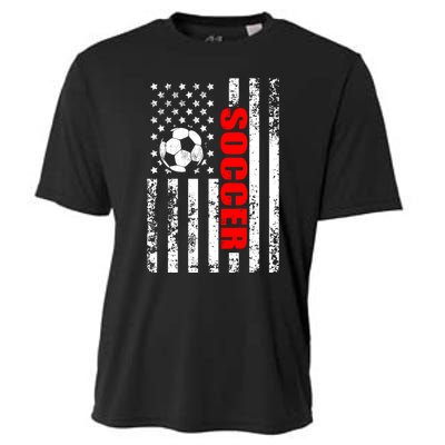 Retro Us American Flag Soccer Patriotic Soccer Cooling Performance Crew T-Shirt