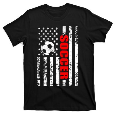 Retro Us American Flag Soccer Patriotic Soccer T-Shirt