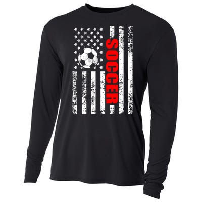 Retro Us American Flag Soccer Patriotic Soccer Cooling Performance Long Sleeve Crew