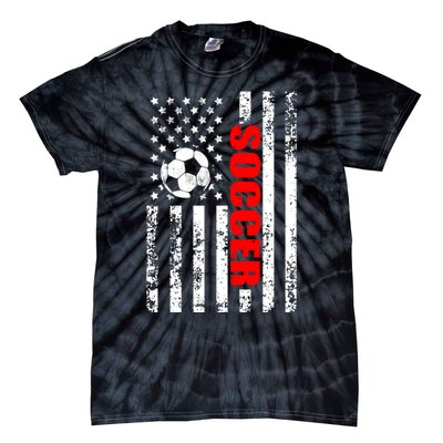 Retro Us American Flag Soccer Patriotic Soccer Tie-Dye T-Shirt