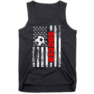 Retro Us American Flag Soccer Patriotic Soccer Tank Top