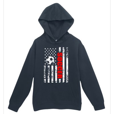 Retro Us American Flag Soccer Patriotic Soccer Urban Pullover Hoodie