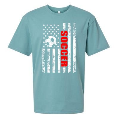 Retro Us American Flag Soccer Patriotic Soccer Sueded Cloud Jersey T-Shirt