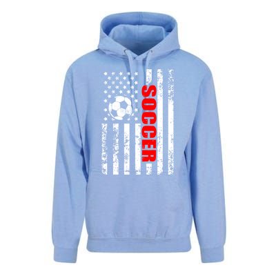 Retro Us American Flag Soccer Patriotic Soccer Unisex Surf Hoodie