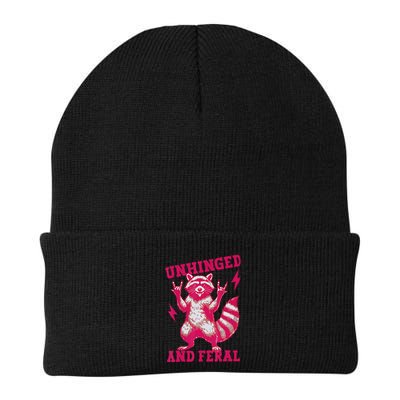 Raccoon Unhinged And Feral Retro Feral Summer Trash Panda Knit Cap Winter Beanie