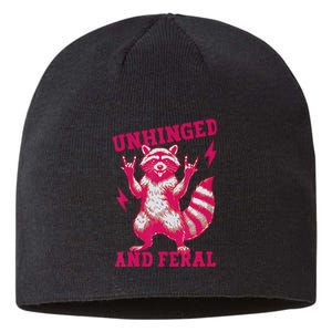 Raccoon Unhinged And Feral Retro Feral Summer Trash Panda Sustainable Beanie