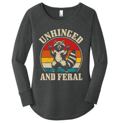 Raccoon Unhinged And Feral Retro Funny Raccoon Feral Summer Women's Perfect Tri Tunic Long Sleeve Shirt