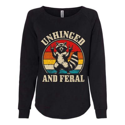 Raccoon Unhinged And Feral Retro Funny Raccoon Feral Summer Womens California Wash Sweatshirt