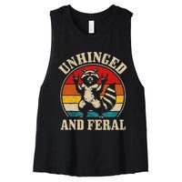 Raccoon Unhinged And Feral Retro Funny Raccoon Feral Summer Women's Racerback Cropped Tank