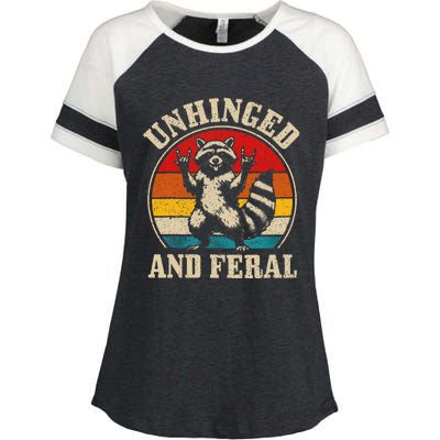 Raccoon Unhinged And Feral Retro Funny Raccoon Feral Summer Enza Ladies Jersey Colorblock Tee