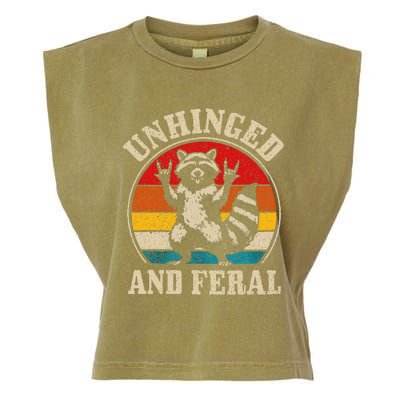 Raccoon Unhinged And Feral Retro Funny Raccoon Feral Summer Garment-Dyed Women's Muscle Tee