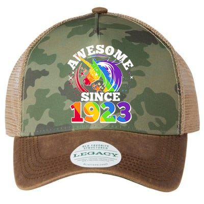 Rainbow Unicorn Awesome Since 1923 100th Birthday Legacy Tie Dye Trucker Hat