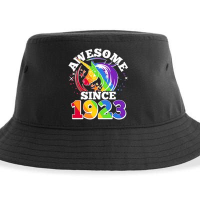 Rainbow Unicorn Awesome Since 1923 100th Birthday Sustainable Bucket Hat