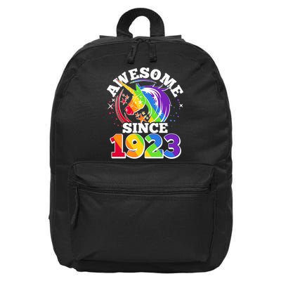 Rainbow Unicorn Awesome Since 1923 100th Birthday 16 in Basic Backpack