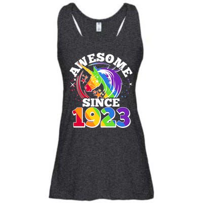 Rainbow Unicorn Awesome Since 1923 100th Birthday Ladies Essential Flowy Tank