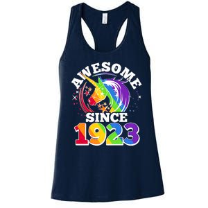 Rainbow Unicorn Awesome Since 1923 100th Birthday Women's Racerback Tank