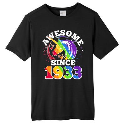 Rainbow Unicorn Awesome Since 1933 90th Birthday Tall Fusion ChromaSoft Performance T-Shirt