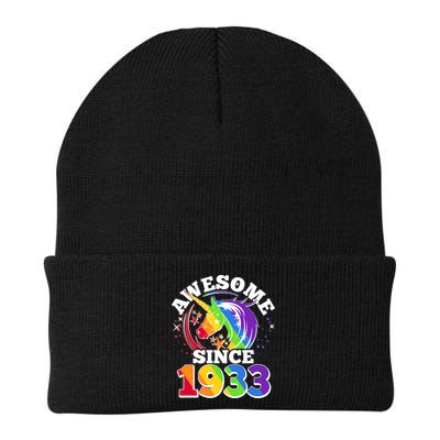 Rainbow Unicorn Awesome Since 1933 90th Birthday Beanie