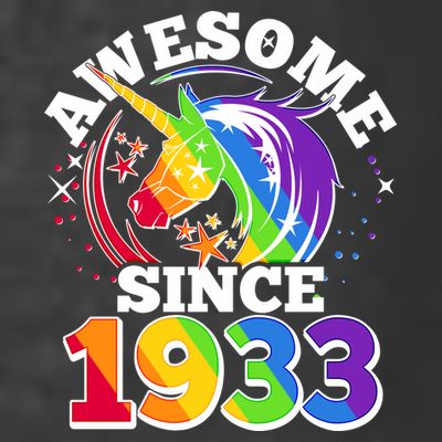 Rainbow Unicorn Awesome Since 1933 90th Birthday T-Shirt
