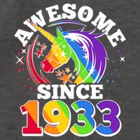 Rainbow Unicorn Awesome Since 1933 90th Birthday Vector Backpack