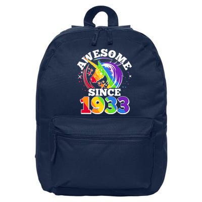 Rainbow Unicorn Awesome Since 1933 90th Birthday 16 in Basic Backpack