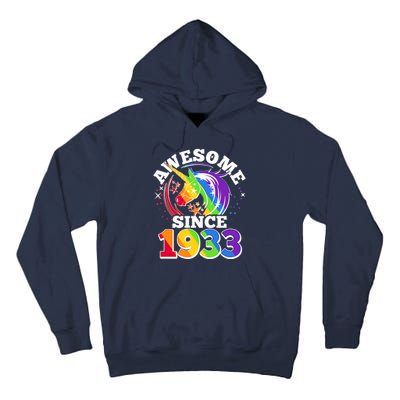 Rainbow Unicorn Awesome Since 1933 90th Birthday Tall Hoodie