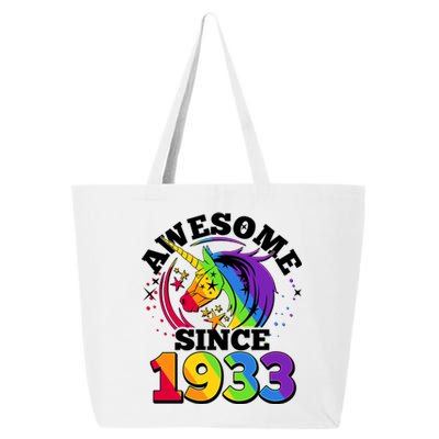 Rainbow Unicorn Awesome Since 1933 90th Birthday 25L Jumbo Tote