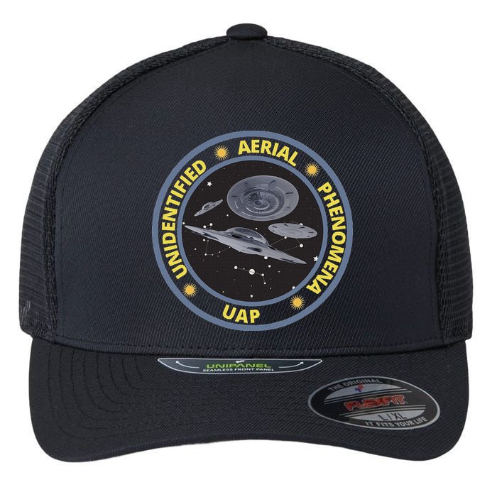 Retro Unidentified Aerial Phenomena Spaceships Uap Flexfit Unipanel Trucker Cap