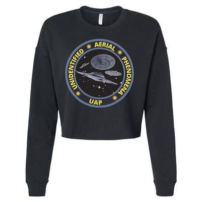 Retro Unidentified Aerial Phenomena Spaceships Uap Cropped Pullover Crew