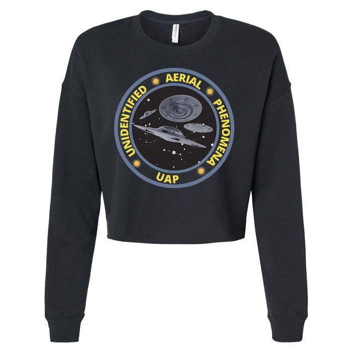 Retro Unidentified Aerial Phenomena Spaceships Uap Cropped Pullover Crew