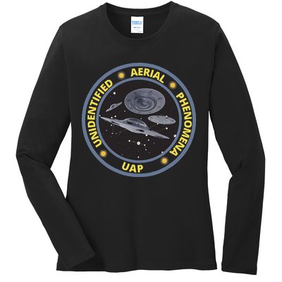 Retro Unidentified Aerial Phenomena Spaceships Uap Ladies Long Sleeve Shirt