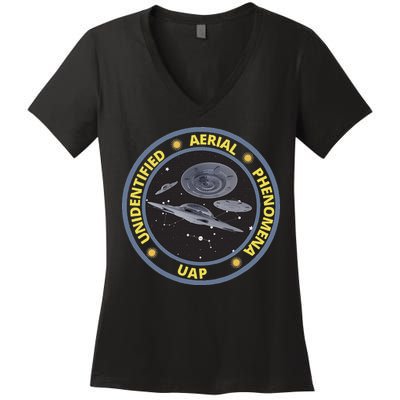 Retro Unidentified Aerial Phenomena Spaceships Uap Women's V-Neck T-Shirt