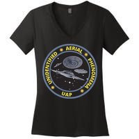 Retro Unidentified Aerial Phenomena Spaceships Uap Women's V-Neck T-Shirt