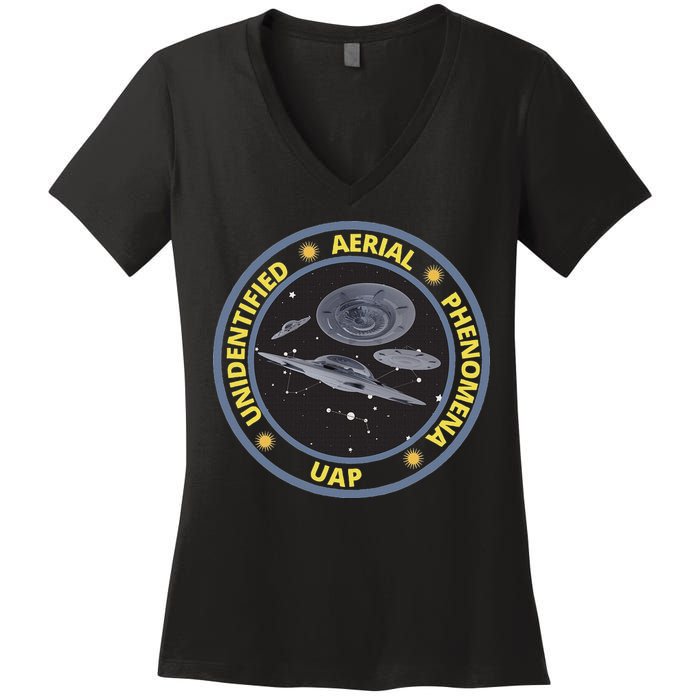 Retro Unidentified Aerial Phenomena Spaceships Uap Women's V-Neck T-Shirt