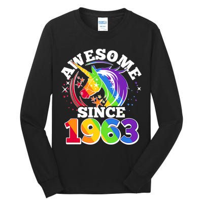 Rainbow Unicorn Awesome Since 1963 60th Birthday Tall Long Sleeve T-Shirt