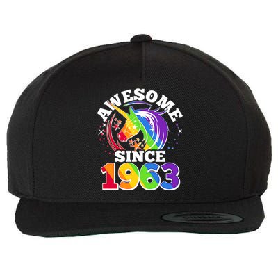 Rainbow Unicorn Awesome Since 1963 60th Birthday Wool Snapback Cap