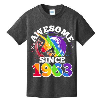 Rainbow Unicorn Awesome Since 1963 60th Birthday Kids T-Shirt