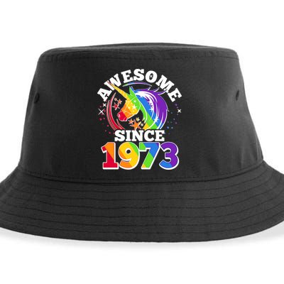 Rainbow Unicorn Awesome Since 1973 50th Birthday Sustainable Bucket Hat