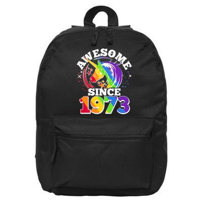 Rainbow Unicorn Awesome Since 1973 50th Birthday 16 in Basic Backpack