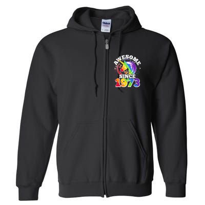 Rainbow Unicorn Awesome Since 1973 50th Birthday Full Zip Hoodie